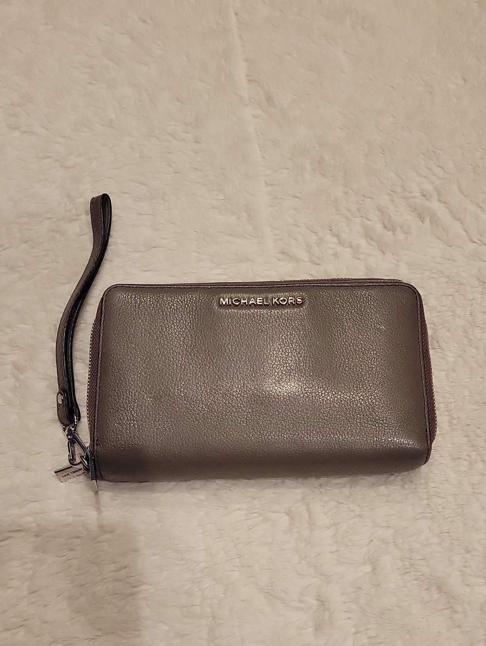 Michael Kors Gray Pebbled Leather Wristlet